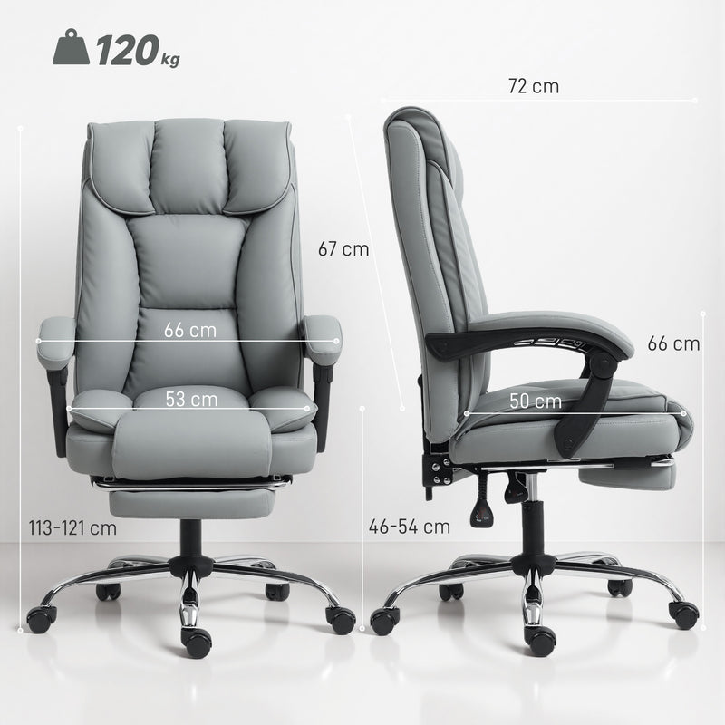 Reclining Faux Leather Swivel Office Chair with Adjustable Backrest for Home Work Black