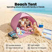 Pop Up UV Tent for Quick Outdoor Shade with Ventilation for 2 to 3 People Pink Outsunny