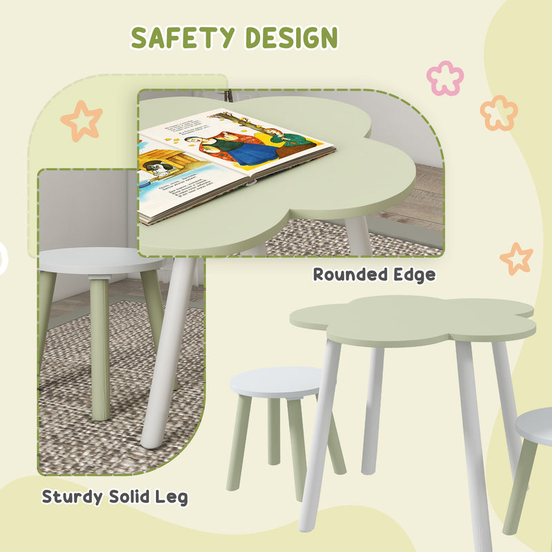 5 Piece Kids Table and Chair Set with Flower Design for Toddlers Aged 3 to 5 Pink AOSOM