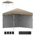 Khaki 3m x 3m Pop Up Gazebo with Sidewalls Leg Weight Bags and Wheeled Bag by Outsunny