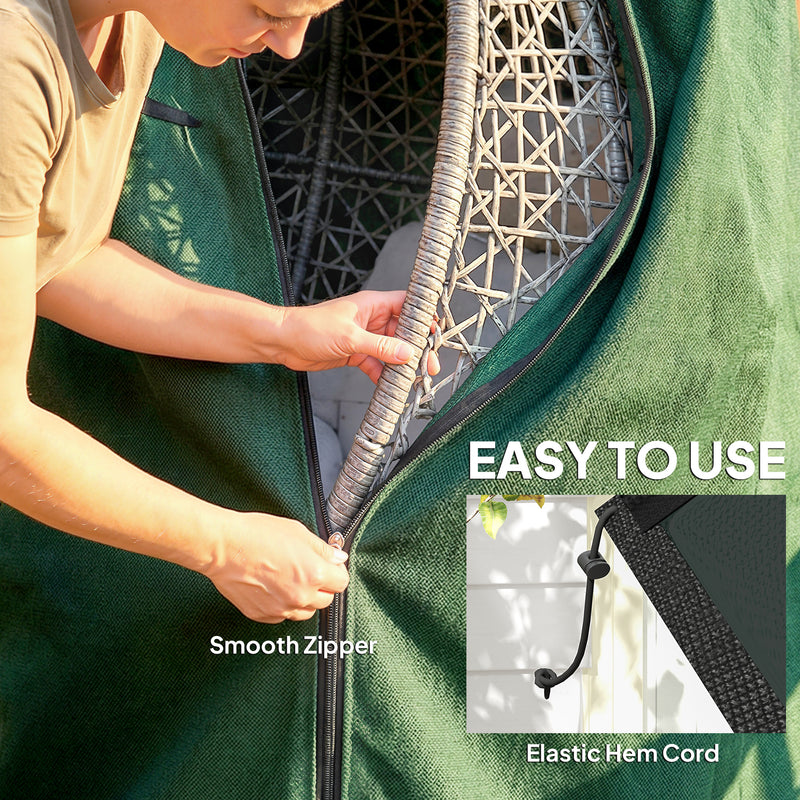 Egg Chair Cover for Outdoor Protection Waterproof Oxford Fabric with Zip Fastening Green Outsunny