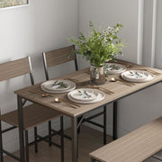 Four Piece Dining Set with Table Chairs and Bench Ideal for Family Meals, Grey