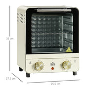 15L Electric Mini Oven with Grill and Adjustable Timer Ideal for Small Kitchens Cream White