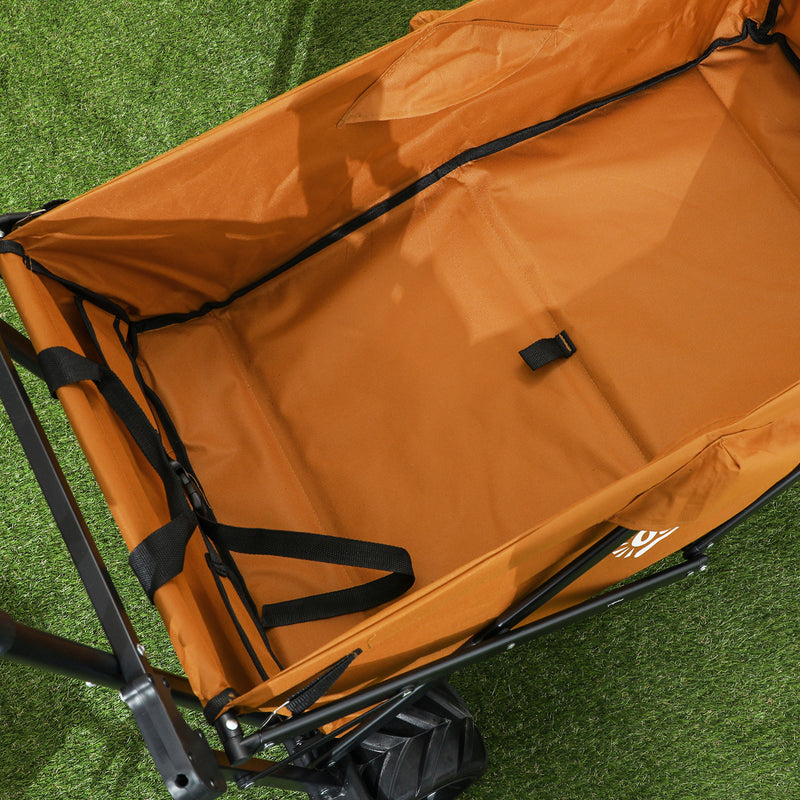 Orange Folding Trolley Cart with Canopy and Handle for Shopping Camping by Outsunny