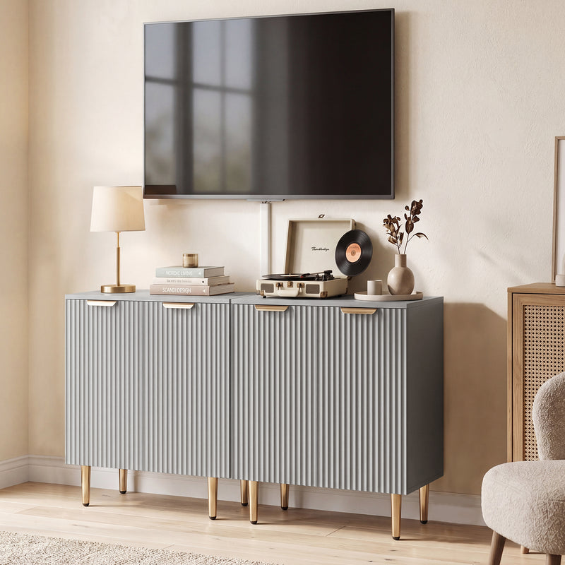 Compact Sideboard with Adjustable Shelves for Hallway or Living Room Storage Grey
