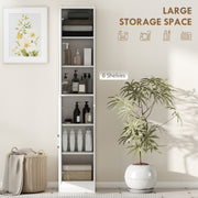 Tall Bathroom Cabinet with Mirror and Adjustable Shelf for Extra Storage, High Gloss White