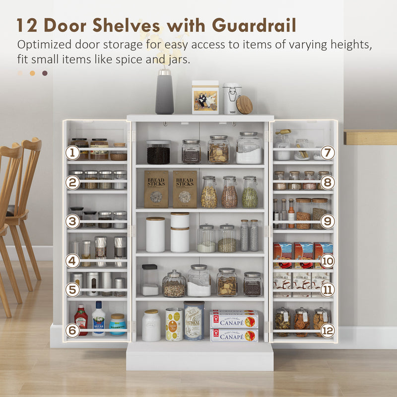 Freestanding Kitchen Storage Cupboard with Adjustable Shelves Ideal for Home Organisation White