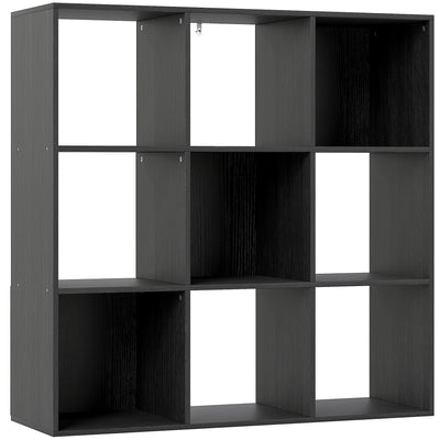 Nine Cube Storage Shelf Unit With Open Display Space For Home Or Office Use, Black