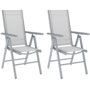 Set of Two Light Grey Aluminium Folding Chairs for Outdoor Use by Outsunny