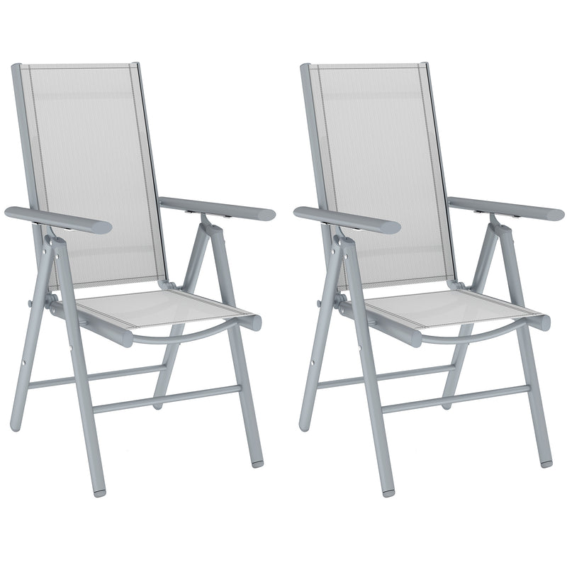 Set of Two Light Grey Aluminium Folding Chairs for Outdoor Use by Outsunny