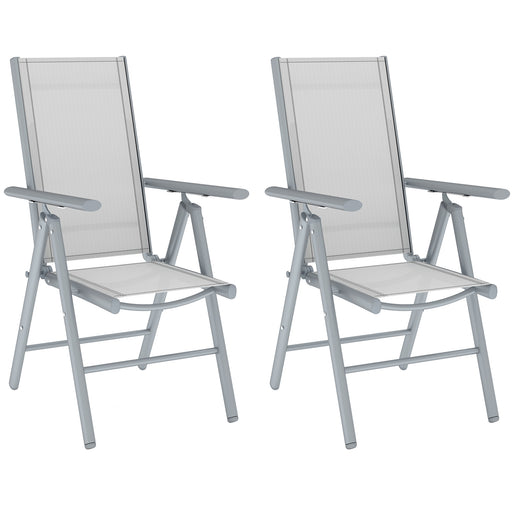 Set of Two Light Grey Aluminium Folding Chairs for Outdoor Use by Outsunny