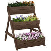 3 Tier Wooden Raised Garden Bed 66L for Flowers Vegetables and Herbs by Outsunny