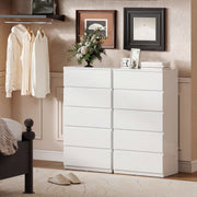 Chest of Drawers with 5 Spacious Handleless Storage Drawers for Bedroom Organisation High Gloss White Homcom