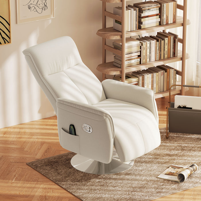 Cream 10 Point Massage Recliner Chair with Padded Seat by HOMCOM