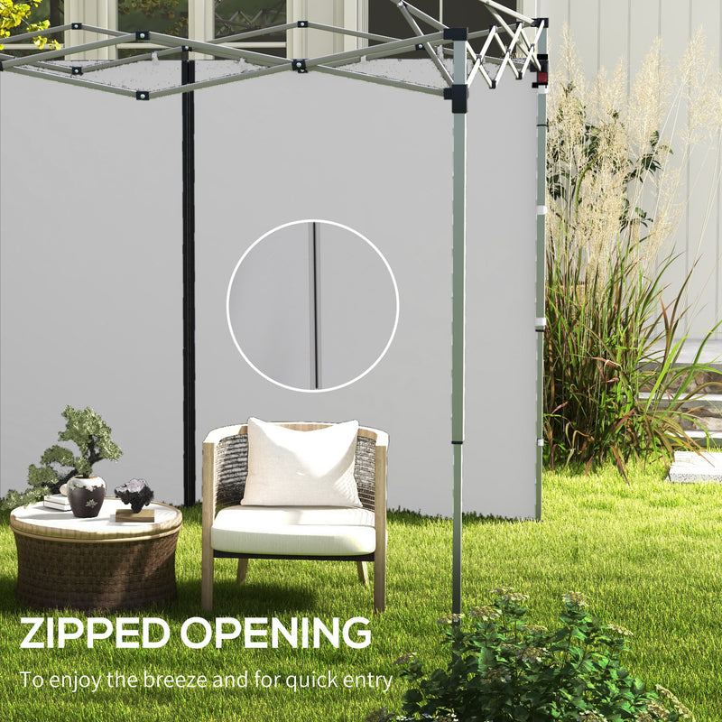Set of 2 Grey Gazebo Side Walls with Zips 3x3m Easy Replacement for Outdoor Shelters