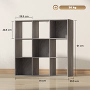 Nine Cube Storage Unit With Open Shelves Ideal For Home Or Office Organisation Marble, Grey