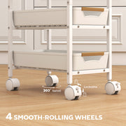 5 Tier Rolling Storage Trolley With Drawers For Home Office Or Salon Use, White