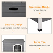 Wooden Dog House with Removable Base Wire Door and Lift-Up Roof for Small Dogs Dark Grey by PawHut