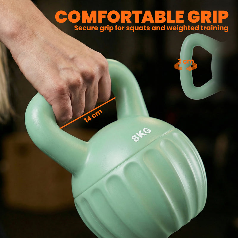 Kettlebell for Safe Home Strength Training with Stable Base and Anti Slip Grip 8 kg Green