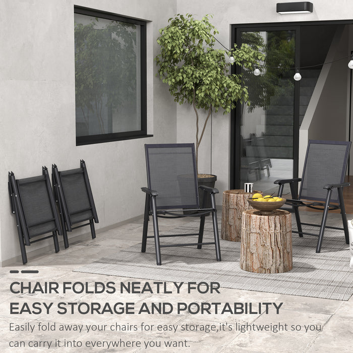 Set of 4 Black Foldable Metal Garden Chairs for Outdoor Dining and Patio by Outsunny