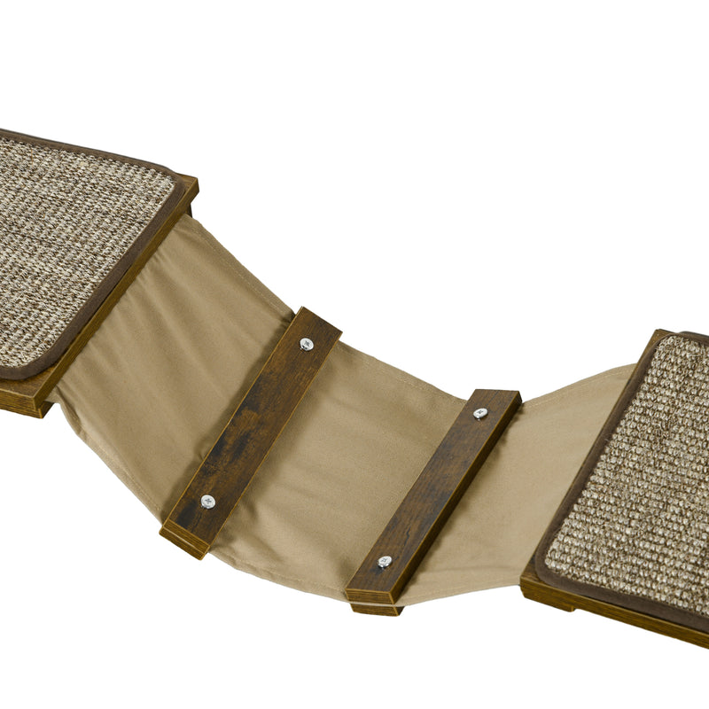 Wall Mounted Cat Tree Set with Scratching Posts and Perches for Play and Sleep Brown