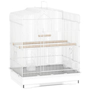 White Large Metal Bird Cage With Perches And Swing For Budgies And Parakeets