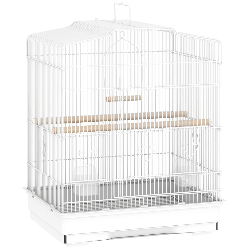 White Large Metal Bird Cage With Perches And Swing For Budgies And Parakeets