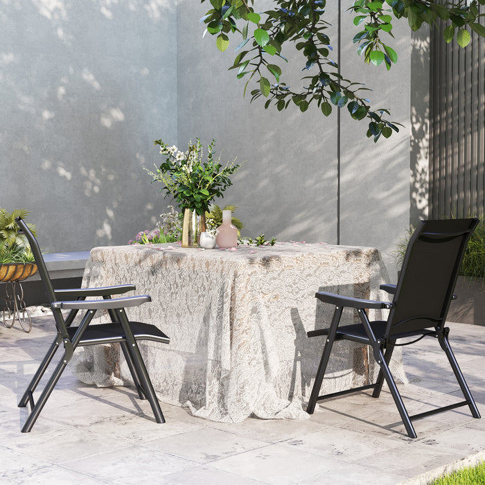 Set of Two Black Folding Outdoor Chairs Lightweight and Portable by Outsunny