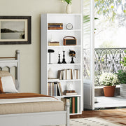 White 6 Shelf Wooden Bookcase Storage Unit for Home or Office Use