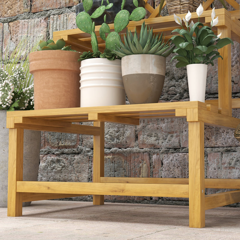 Wooden Plant Stand with Trellis Natural Finish for Garden and Patio by Outsunny