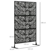 Black Metal Garden Privacy Screen with Stand 6.5ft Decorative Panel for Patio or Pool