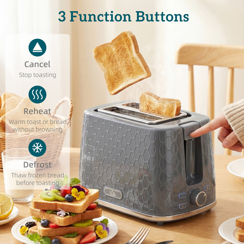 Kettle and Toaster Set 17L Fast Boil Kettle and 2 Slice Toaster with Browning Control Grey AOSOM