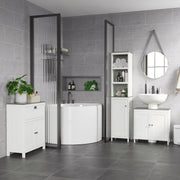 Antique White Bathroom Furniture Set with Adjustable Shelves and Storage Cabinets by Kleankin
