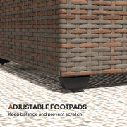 Brown Rattan Side Table With Glass Top 90 x 50cm by Outsunny