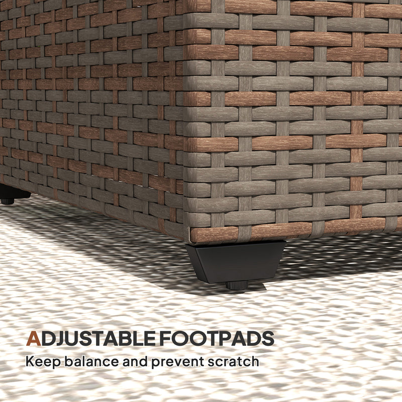 Brown Rattan Side Table With Glass Top 90 x 50cm by Outsunny