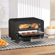 12L Mini Toaster Oven With Timer And Adjustable Heat Ideal For Small Kitchens Black AOSOM
