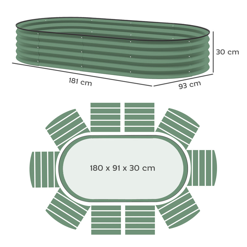 Set of Two Green Steel Garden Planters 181 x 93cm by Outsunny