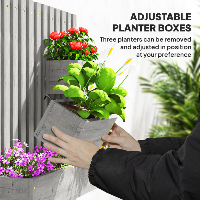 Wall Mounted Wooden Garden Planter with Trellis and Drainage Holes Grey by Outsunny
