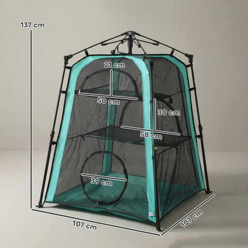 Cat Tent Three Level Outdoor Playhouse for Safe Garden or Balcony Exploration Black AOSOM