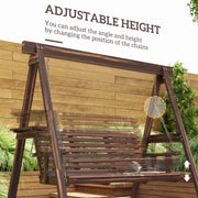 Three Seater Wooden Garden Swing Bench Sturdy Outdoor Seat by Outsunny