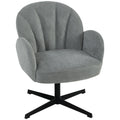 Accent Chair with Swivel Base for Relaxing in Bedroom or Reading Corner Grey Homcom