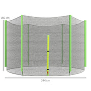 8ft Trampoline Net Replacement with Zipped Entrance and 6 Pole Covers Green by SPORTNOW AOSOM