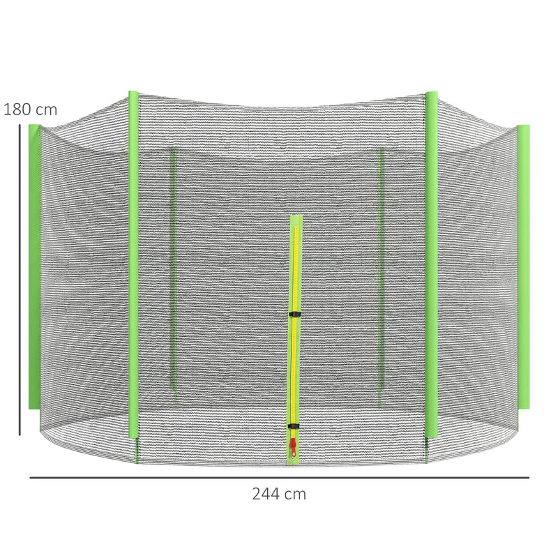 8ft Trampoline Net Replacement with Zipped Entrance and 6 Pole Covers Green by SPORTNOW AOSOM