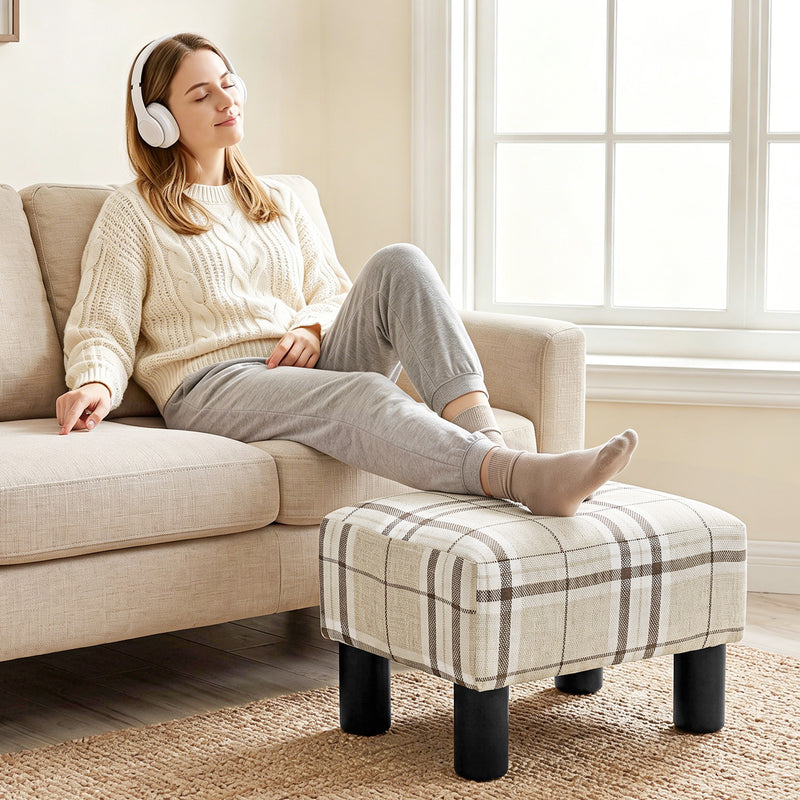 Compact Foot Stool for Living Room Comfort with Sturdy Frame and Easy-Clean Cover