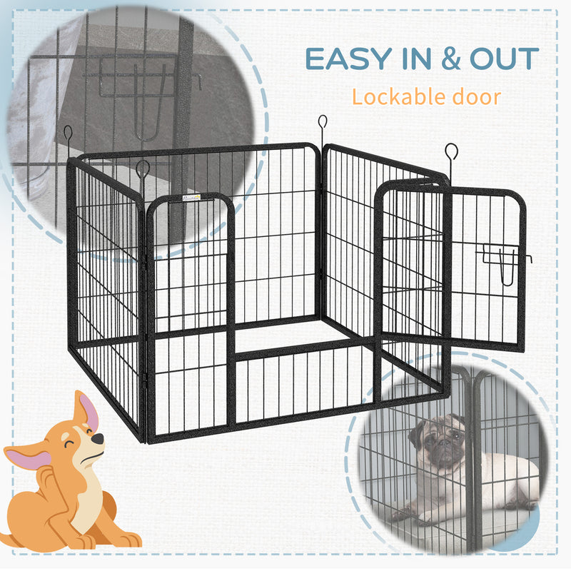 Heavy Duty Foldable Dog Playpen 4 Panel Puppy Exercise Pen for Indoor and Outdoor Use Grey