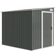 Metal Garden Shed with Shelves and Sliding Door for Secure Outdoor Storage Light Grey Wood Effect Outsunny