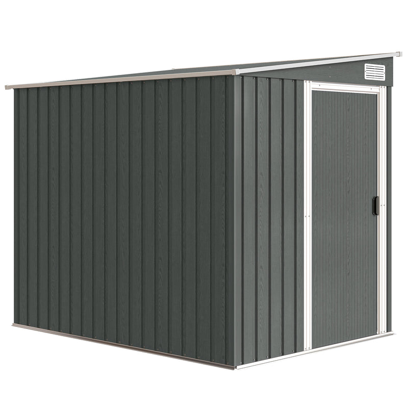 Metal Garden Shed with Shelves and Sliding Door for Secure Outdoor Storage Light Grey Wood Effect Outsunny
