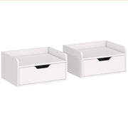 Floating Bedside Tables Set of 2 with Drawer and Shelf Space Saving Storage White AOSOM