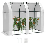 Mini Two Room Greenhouse 94 x 185 cm White Weather Resistant by Outsunny