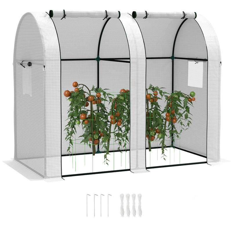 Mini Two Room Greenhouse 94 x 185 cm White Weather Resistant by Outsunny